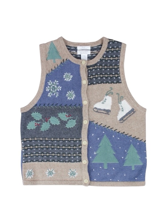 Christopher & Banks Sweaters - Christopher & Banks Holiday Sweater Vest Winter Ice Skating Women's Small